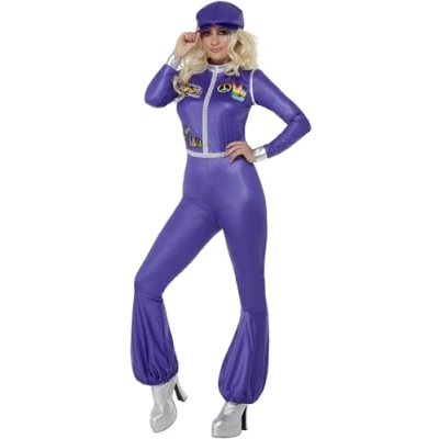 Afbeelding van 70s Dancing Queen Costume, Purple, All In One &amp; Hat, (M)