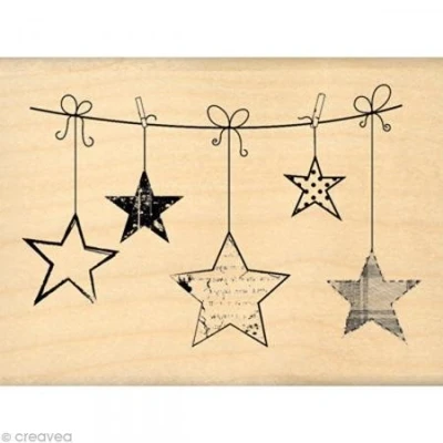 Afbeelding van Florilèges Design FE213005 stempel, om op te hangen, sterren, 6 x 8 2,5 cm, beige
