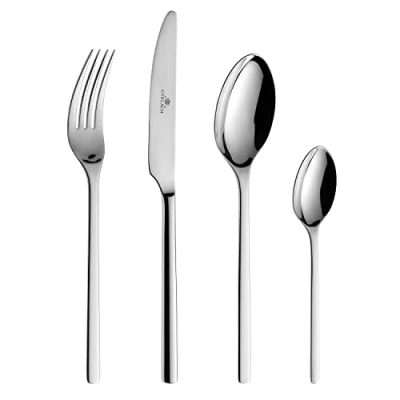 Afbeelding van Gerlach Moderne bestekset voor 6 personen, vaatwasmachinebestendig, roestvrij staal, elegant bestek met mes, vork, lepel en theelepel, tafelbestek, 24 stuks