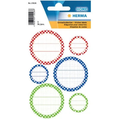 Afbeelding van Etiket HERMA 15028 keuken voor deksel bont Blister a 3 vel 10 stuks