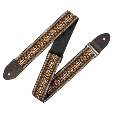 Afbeelding van Levy&#039;s Leathers M8HTV 20 Vintage gitaarriem met lederen achterkant, jacquard weefsel, 5,1 cm