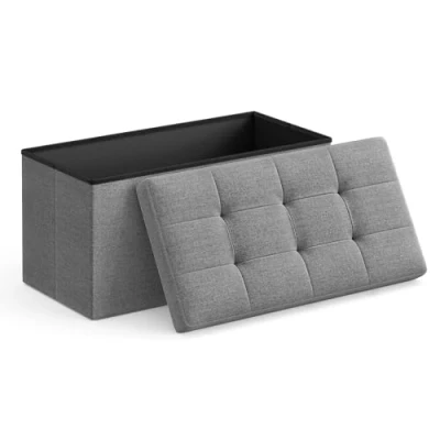 Afbeelding van SONGMICS Zitkruk, zitbank, 80 liter, opvouwbaar, belastbaar tot 300 kg, 76 x 38 cm lichtgrijs LSF47G