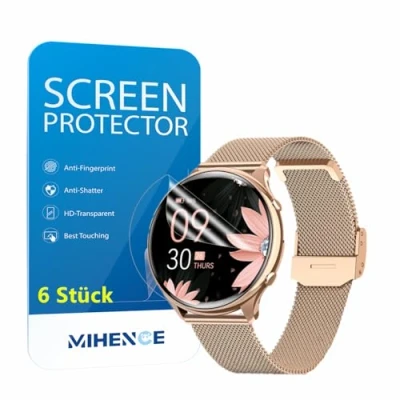 Afbeelding van MIHENCE Beschermfolie voor G37 smartwatch, TPU HD displaybeschermfolie, compatibel met RUXINGX Smartwatch 1,39 inch / Fitonme (1,39 inch), 6 stuks