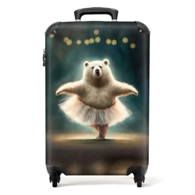 Afbeelding van NoBoringSuitcases.com Kinderkoffer Hardcase Koffer Beer Rok Ballet Meisjes Kind Lichtgewicht Trolley kinderen Reiskoffer Past binnen 55x40x20 cm en 55x35x25 Handbagage TSA slot meisje Kofferslot