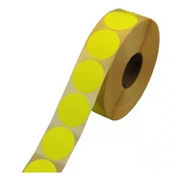 Afbeelding van Klika etiket Reclame papier permanent ∅35mm fluor/geel rol à 2000 stuks