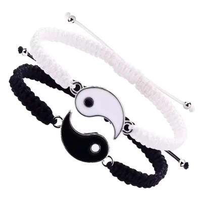 Afbeelding van Yin Yang Armbandjes Zwart en Wit verstelbaar