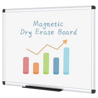Afbeelding van VIZ PRO Magnetisch droog uitwisbaar whiteboard, zilverkleurig aluminium frame, 110 x 75 cm