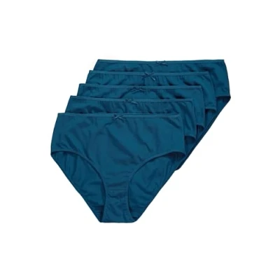 Afbeelding van Ulla Popken Dames grote maten plus size slips, pak van 5, effen, tot maat 66/68, Donker petrol, 46 48