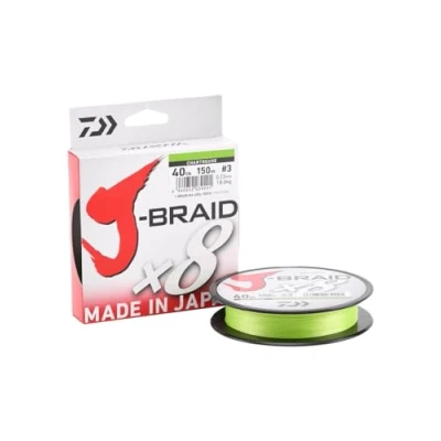 Afbeelding van Daiwa J Braid 8 vlechten 0,10 mm, 6,0 kg/13,0 lbs, 300 m Chartreuse, rond gevlochten vislijn