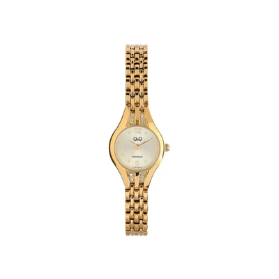 Afbeelding van Q &amp; Dames Q&amp;Q Goudkleurig stalen dameshorloge F12A 001PY Horloge Staal 21 mm