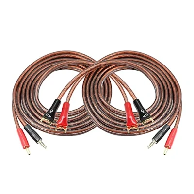 Afbeelding van MEIRIYFA HiFi OFC luidsprekerkabel met bananenstekker naar Y Spade stekker, 4 mm banaanstekker U vorkstekker luidspreker draadkabel Jumper kabel voor luidsprekerversterker 2 stuks (2 M)
