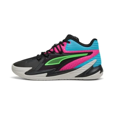 Afbeelding van Puma Dagger Basketbalschoenen Black/fluro pink, Heren, Maat: 44, pink Textiel/ synthetisch