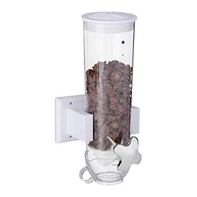 Afbeelding van Relaxdays cornflakes dispenser muur enkel muesli houder snoepautomaat 1,7 l wit