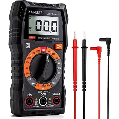 Afbeelding van KAIWEETS Digitale Multimeter, Multifunctionele Volmeter 2000 Tellingen, Elektrische Tester, Ohmmeter, Meting AC/DC spanning, DC stroom, Weerstand, Continuïteit, Diode