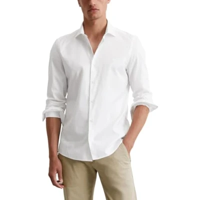 Afbeelding van Marc O&#039;Polo Spread Collar LONG Sleeve Round HEM Zakelijk overhemd, Heren, Maat: Small, White
