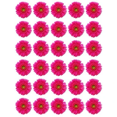 Afbeelding van 30 Bloemen Roze Gerbera Cupcake Toppers Eetbare Wafel Papier Fairy Cake Verjaardagstaarten