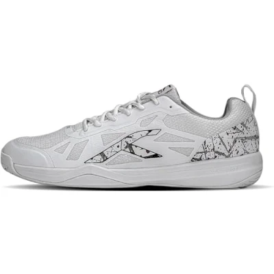 Afbeelding van HUNDRED Blade Non Marking Professionele Badminton Schoenen voor Heren (Wit/Zwart, Maat: EU 42/UK 8/US 9 Materiaal: TPU/Rubber Geschikt Zaaltennis/Squash/Tafeltennis/Basketbal &amp; Padel)
