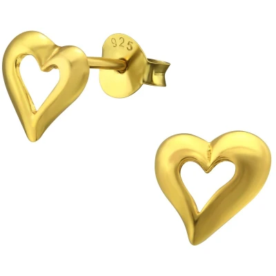 Afbeelding van JoyS Zilveren hartje oorbellen 9 mm 14k goudplating