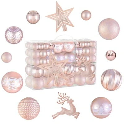 Afbeelding van 102 Stuks Kerstballen,Kerstboom Decoratie,Kerstboom Ballen,Kerstboom Ballen Ornamenten,Kerstballen Set,Plastic Kerstballen Outdoor,Kerstboom Versieringen,Kerstballen Voor Bomen