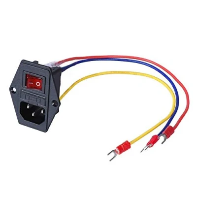 Afbeelding van 3Dman 15A 250V tuimelschakelaar, stopcontact, inlaatmodulestekker, 10A zekeringschakelaar met 3 stuks, 18 AWG bedrading, polig IEC320 C14
