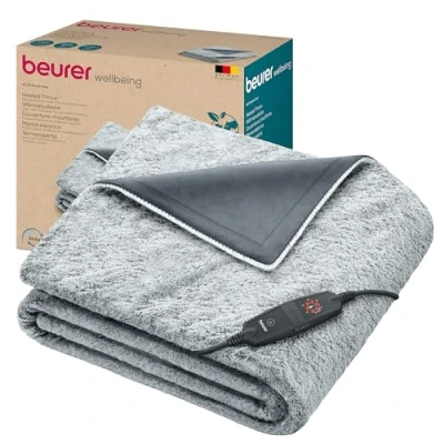 Afbeelding van Beurer HD 75 Green Planet Nordic Warmtedeken 180 x 130 cm Test: zeer goed Duurzaam 6 Warmtestanden Luxe elektrische bovendeken Automatische uitschakeling Ultrazachte fleece Machinewasbaar 3 Jaar garantie Grijs mix