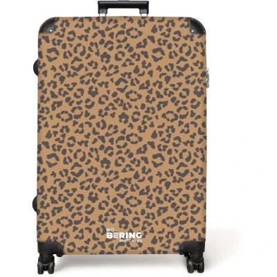 Afbeelding van NoBoringSuitcases.com® Koffer groot Reiskoffer lichtgewicht Dieren print panter bruin Rolkoffer met 4 wielen Grote trolley XL 98 liter bagage