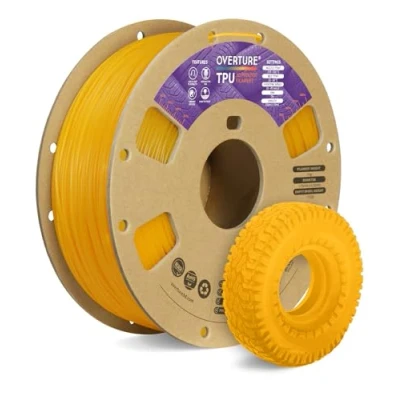 Afbeelding van OVERTURE TPU Filament 1.75mm Flexible Roll, 95A Soft 3D Printer Filament, 1kg Spool (2.2 lbs), Dimensional Accuracy +/ 0.02 mm(Yellow)