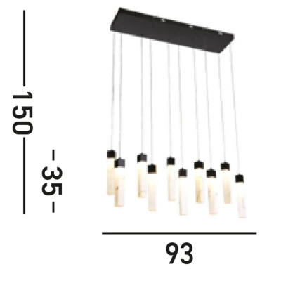 Afbeelding van Searchlight 13 lichts hanglamp Moonbeam zwart 10879 10BK