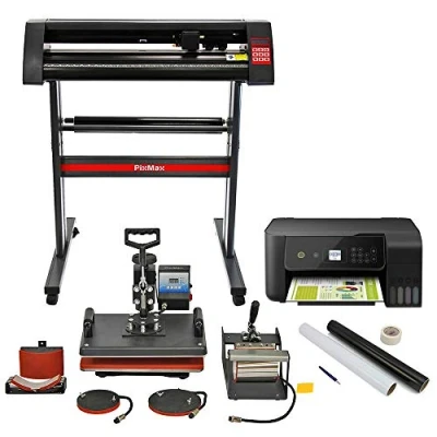 Afbeelding van Sublimatie Bundel 5 in 1 Hitte Pers Transferpers Vinyl Snijploter Machine Printer Sublimeren Starterset Signcut Pro Tape Mokken Borden Petten bedrukken Drukkerij Warmtepers Persmachine