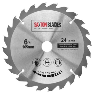 Afbeelding van Saxton TCT Cirkelzaagblad 165 mm x 20 (16 Ring) 24 Tanden Compatibel met Bosch Makita etc