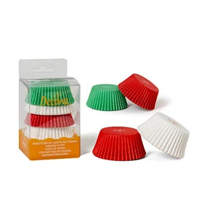 Afbeelding van 0339747 DECORA papieren vormpjes wit/rood/groen 50 x 32 mm 75 ST