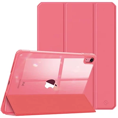 Afbeelding van Fintie Hybrid hoes voor iPad 10e generatie 2022, 10,9 ultradunne beschermhoes met transparante achterkant cover automatische slaap/waak, roze