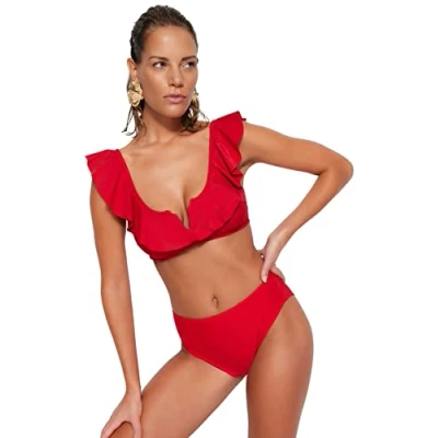 Afbeelding van Trendyol Paars Bikinibroekje Met Hoge Taille En Normale Pijpen Tbess21Ba0387