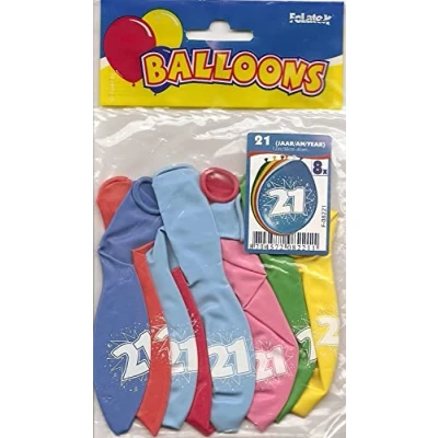 Afbeelding van Ballonnen 21 jaar 8 stuks