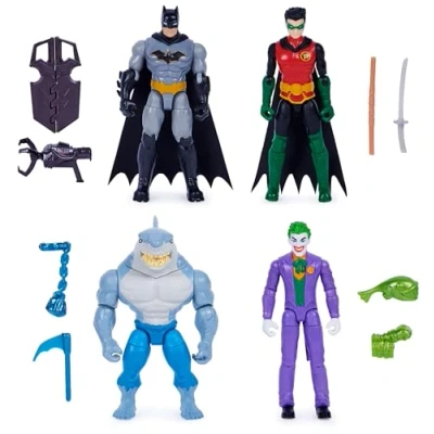 Afbeelding van DC Comics, Batman en Robin versus The Joker King Shark, actiefiguren van 10 cm