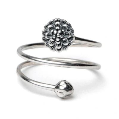 Afbeelding van Zentana Ring Open Lotus 925 Sterling Zilverkleurig Doorzettingsvermogen