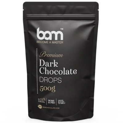 Afbeelding van BAM Premium Pure Chocolade Drops, Callets, Chips voor Smelten, Home en Pro Baking, 500 gram