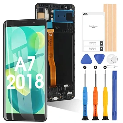 Afbeelding van OLED LCD scherm voor Samsung Galaxy A7 2018 A750 SM A750F 6,0 inch display, touch digitizer, glas, montage met gereedschap (zwart frame)