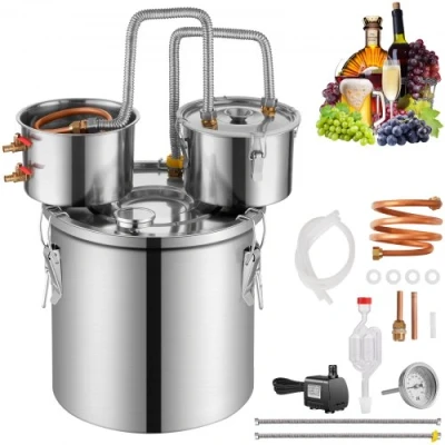 Afbeelding van VEVOR alcoholdestillatiesysteem 50L distilleerder met dubbele condensor zilver