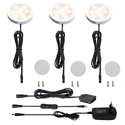 Afbeelding van AIBOO Onderbouwlamp keuken, led, 230 V, met schakelaar, energiebesparend, hoge helderheid, duurzaam, 6 W, ultraplatte kastverlichting voor kasten en kledingkasten (warm wit, 3 stuks)