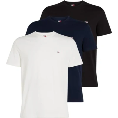 Afbeelding van Tommy Jeans 3 PACK Tshirt basic, Heren, Maat: 56, Ecru black dark night navy