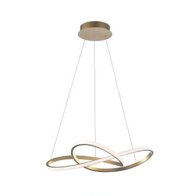 Afbeelding van Nova Luce, Hanglamp, FUSION LED hanglamp messing 53W warm wit 150x72cm 1701101002