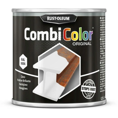 Afbeelding van rust oleum combicolor hoogglans ral 9006 aluminium wit 250 ml