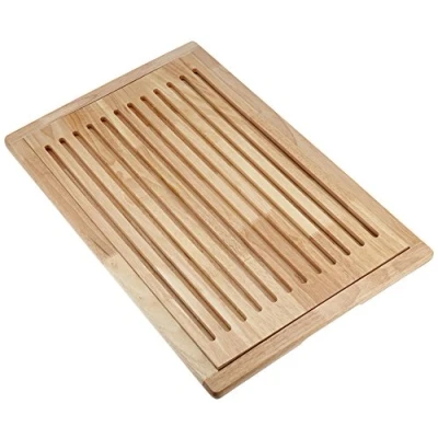 Afbeelding van APS broodsnijplank &quot;Rubber Wood&quot;, snijplank, broodplank, met uitneembare kruimellade, op 4 anti slip voetjes, 60 x 40 cm, 2 cm hoogte, hout