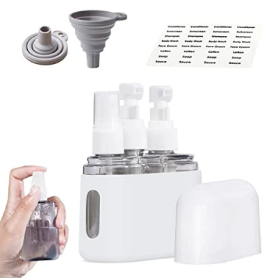 Afbeelding van Mini Shampoo Dispenser Portable Travel Bottle Set, Refillable Bottles Set for Toiletries, Shower Lotion (3 in 1,Grey)