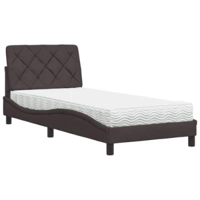 Afbeelding van vidaXL Bed met matras stof donkerbruin 90x190 cm
