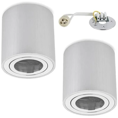 Afbeelding van Sweet Led 2 x opbouwframe zilver GU10 opbouwspots rond plafondspots van aluminium plafondlamp opbouw draaibare spots 230V opbouwlamp
