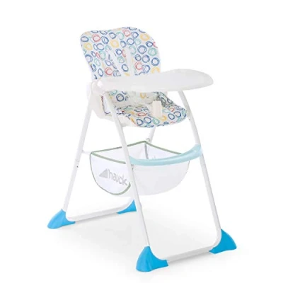 Afbeelding van Hauck Sit&#039;n Fold, verstelbare kinderstoel vanaf 6 maanden, afneembaar in diepte verstelbaar blad, rugleuning, grote mand, inklapbare stoel voor peuters wit, meerkleurig