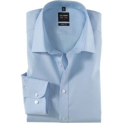 Afbeelding van OLYMP Overhemd Blauw Body fit / Level 5 (Five) maat 44 Heren Overhemden Formeel Five Effen met Slim Pasvorm