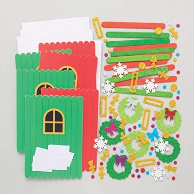 Afbeelding van Baker Ross FC102 Kerst Deurkaartsetjes Pak van 6, kaartvormpjes om kaarten te maken, maak je eigen kerstkaarten, ideaal voor knutselprojecten kinderen